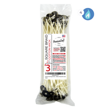 Load image into Gallery viewer, PremiumCraft Square Braid Cotton Candle Wick - #3, Tabbed, Waxed (50 Count)