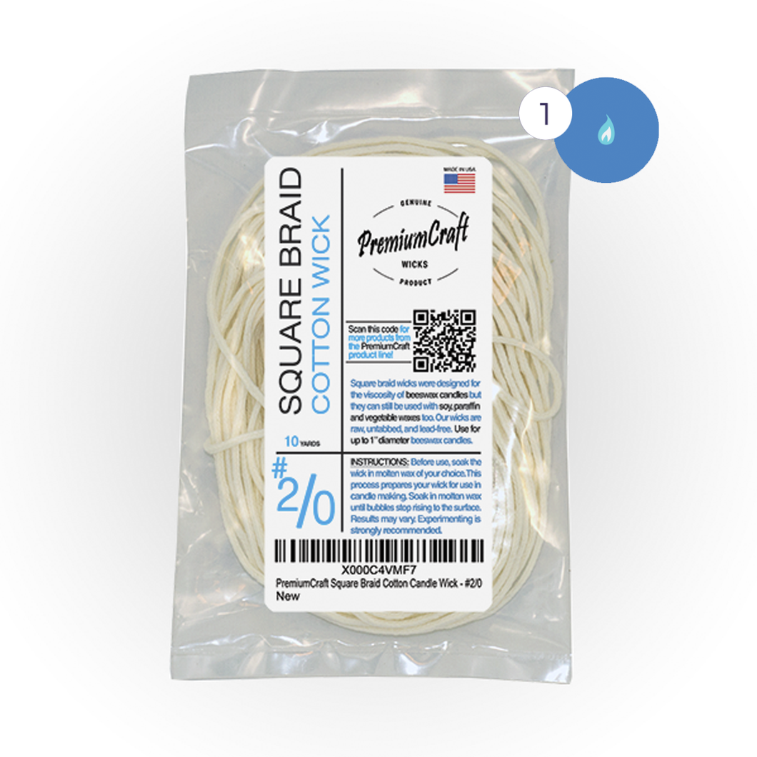 PremiumCraft Square Braid Cotton Candle Wick #2/0