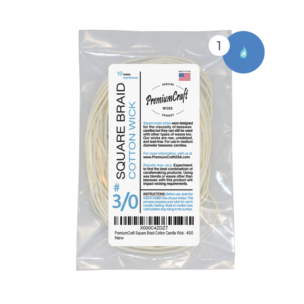 PremiumCraft Square Braid Cotton Candle Wick #3/0