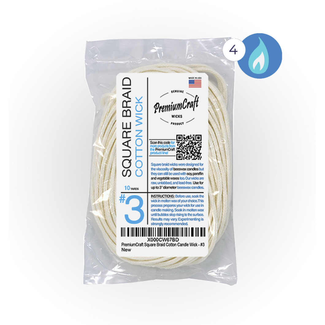 PremiumCraft Square Braid Cotton Candle Wick #3