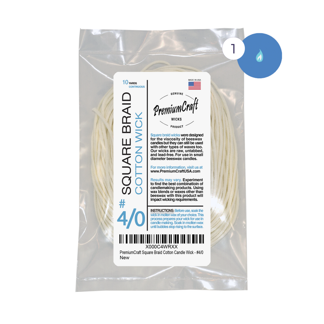 PremiumCraft Square Braid Cotton Candle Wick #4/0