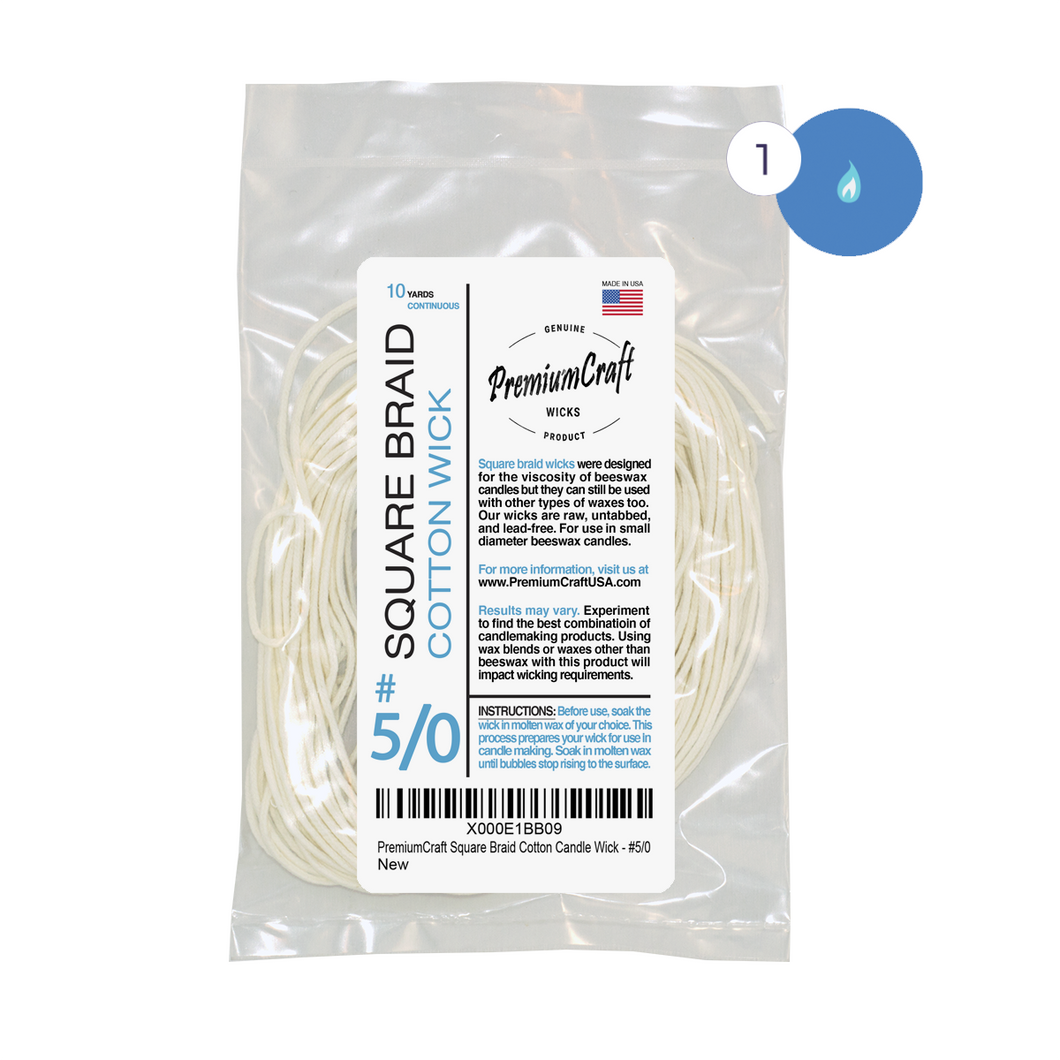 PremiumCraft Square Braid Cotton Candle Wick #5/0