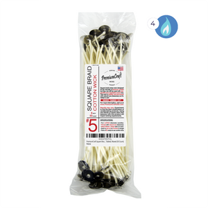 PremiumCraft Square Braid Cotton Candle Wick - #5, Tabbed, Waxed (50 Count)