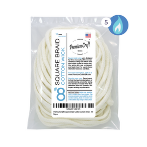 PremiumCraft Square Braid Cotton Candle Wick #8