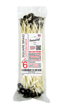 Load image into Gallery viewer, PremiumCraft Square Braid Cotton Candle Wick - #6, Tabbed, Waxed (50 Count)
