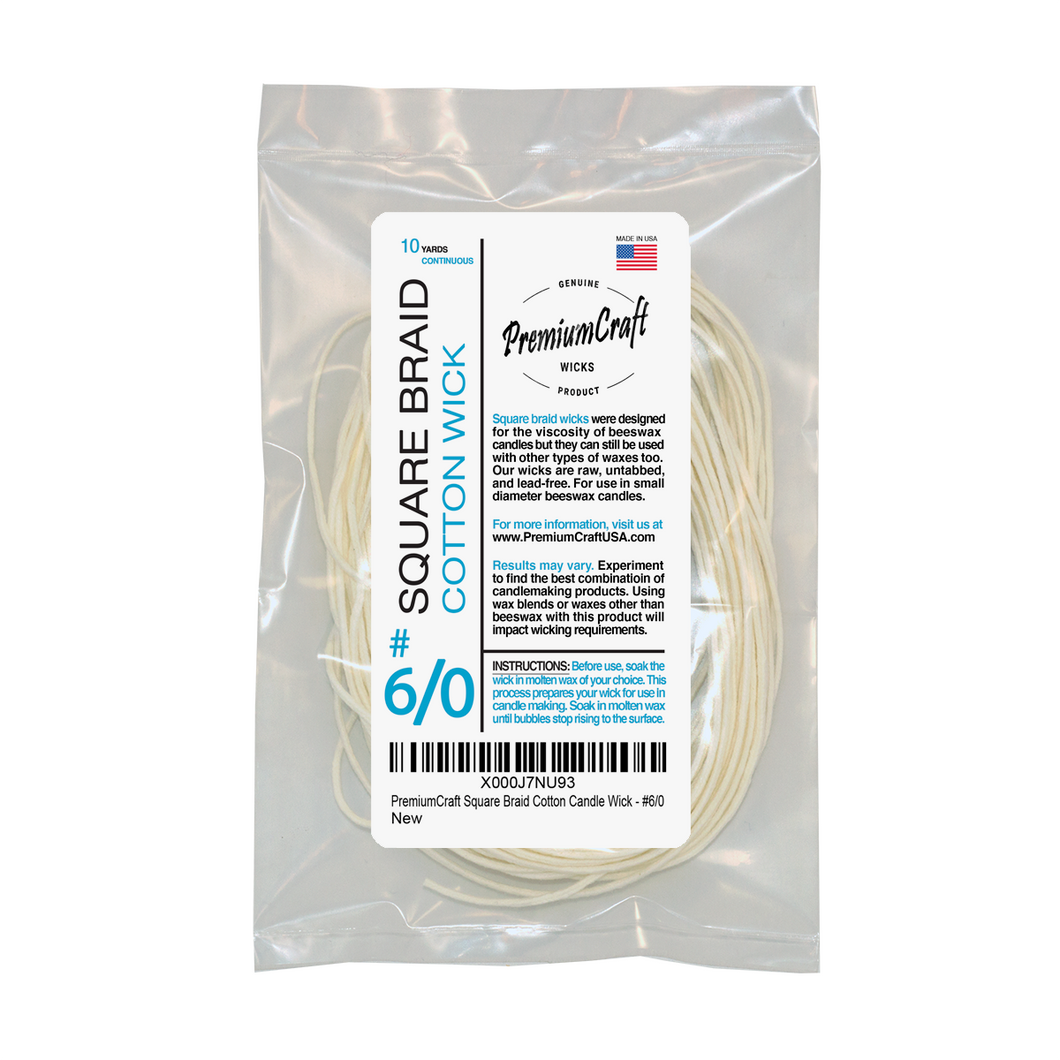 PremiumCraft Square Braid Cotton Candle Wick #6/0