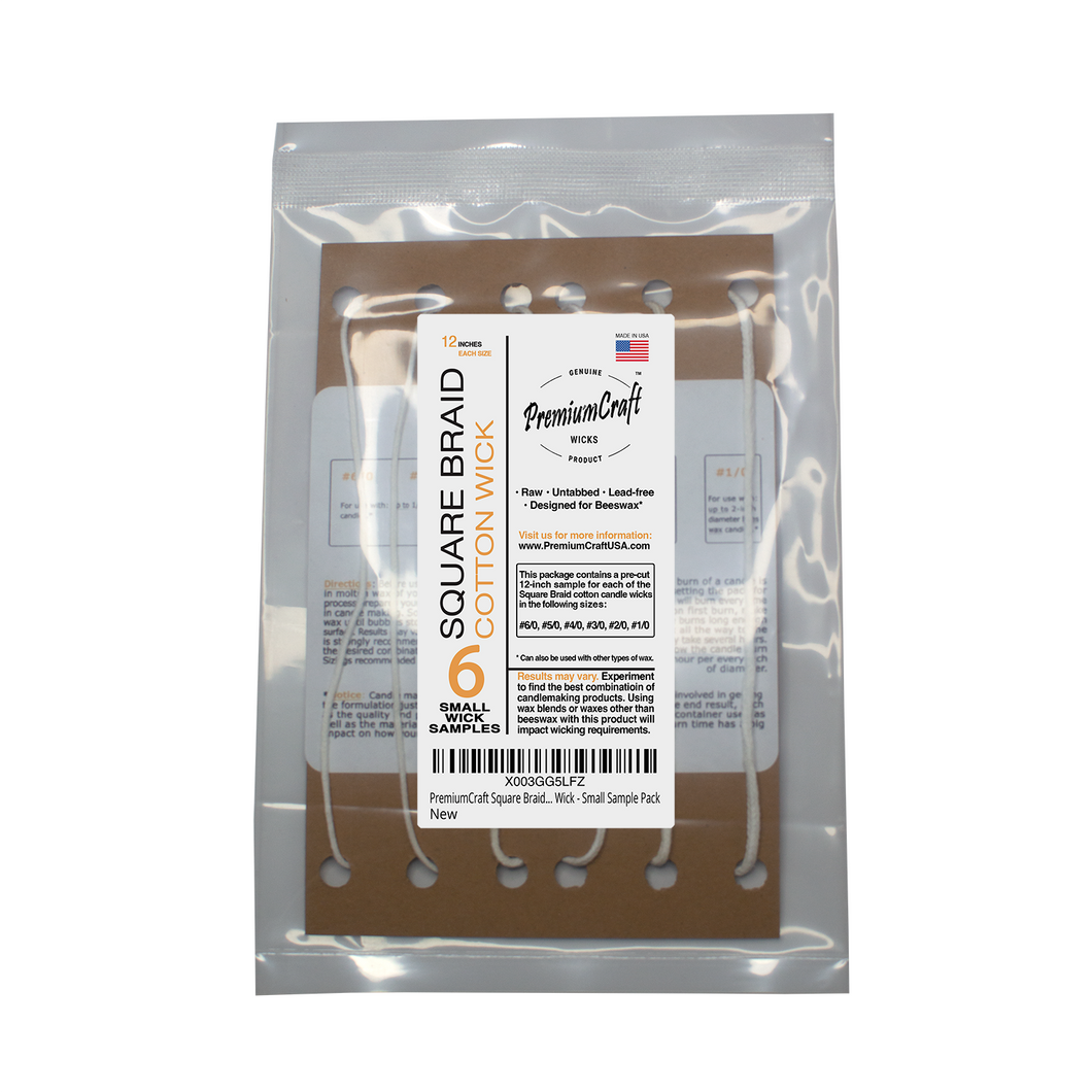 PremiumCraft Square Braid Cotton Candle Wick - Small Sample Pack