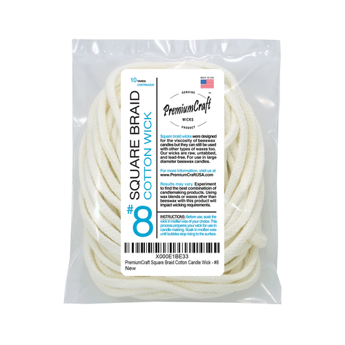 PremiumCraft Square Braid Cotton Candle Wicks (Raw)